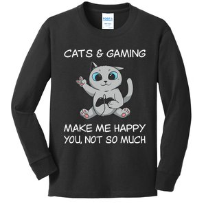 Gaming Cat Sarcastic Cat Lover Video Games Video Gamer Kids Long Sleeve Shirt