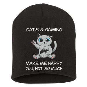 Gaming Cat Sarcastic Cat Lover Video Games Video Gamer Short Acrylic Beanie