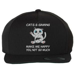 Gaming Cat Sarcastic Cat Lover Video Games Video Gamer Wool Snapback Cap