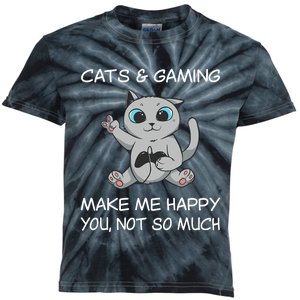 Gaming Cat Sarcastic Cat Lover Video Games Video Gamer Kids Tie-Dye T-Shirt