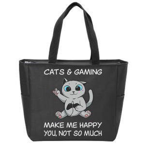 Gaming Cat Sarcastic Cat Lover Video Games Video Gamer Zip Tote Bag