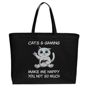 Gaming Cat Sarcastic Cat Lover Video Games Video Gamer Cotton Canvas Jumbo Tote