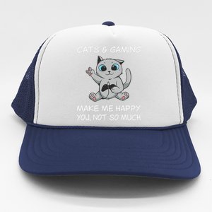 Gaming Cat Sarcastic Cat Lover Video Games Video Gamer Trucker Hat