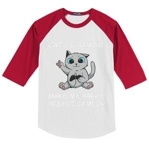 Gaming Cat Sarcastic Cat Lover Video Games Video Gamer Kids Colorblock Raglan Jersey