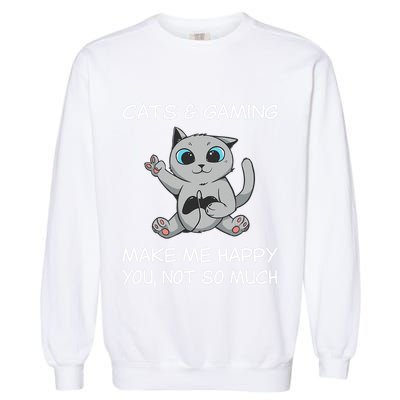 Gaming Cat Sarcastic Cat Lover Video Games Video Gamer Garment-Dyed Sweatshirt