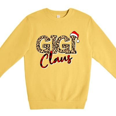 Grandma Christmas Santa Hat Gigi Claus Leopard Buffalo Plaid Gift Premium Crewneck Sweatshirt