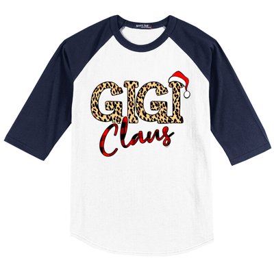 Grandma Christmas Santa Hat Gigi Claus Leopard Buffalo Plaid Gift Baseball Sleeve Shirt