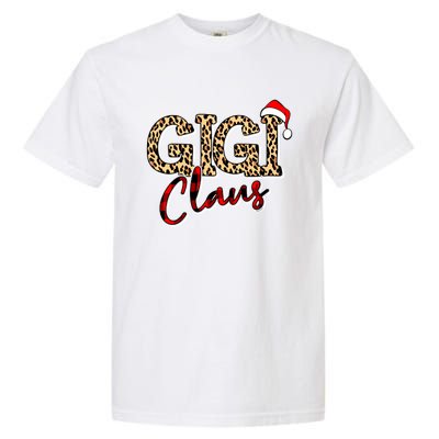 Grandma Christmas Santa Hat Gigi Claus Leopard Buffalo Plaid Gift Garment-Dyed Heavyweight T-Shirt