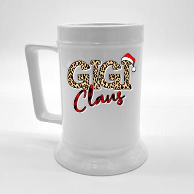 Grandma Christmas Santa Hat Gigi Claus Leopard Buffalo Plaid Gift Beer Stein