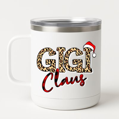 Grandma Christmas Santa Hat Gigi Claus Leopard Buffalo Plaid Gift 12 oz Stainless Steel Tumbler Cup