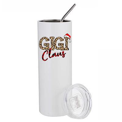 Grandma Christmas Santa Hat Gigi Claus Leopard Buffalo Plaid Gift Stainless Steel Tumbler