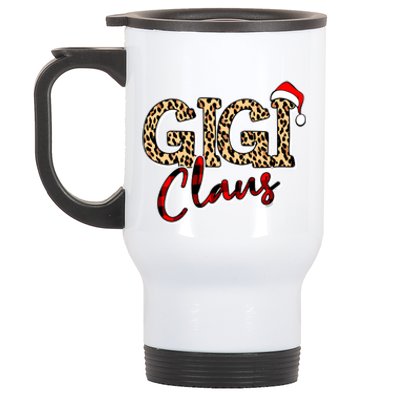 Grandma Christmas Santa Hat Gigi Claus Leopard Buffalo Plaid Gift Stainless Steel Travel Mug