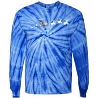 Golf Cart Santa Christmas Sleigh Funny Golf Cart Xmas Gift Tie-Dye Long Sleeve Shirt