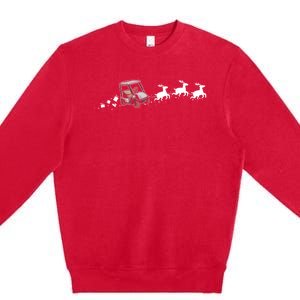 Golf Cart Santa Christmas Sleigh Funny Golf Cart Xmas Gift Premium Crewneck Sweatshirt