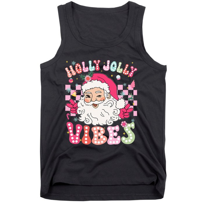 Groovy Cute Santa Claus Christmas Vibes Xmas Tank Top