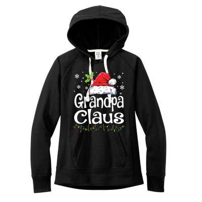 Grandpa Claus Shirts Christmas Lights Pajama Family Matching Women's Fleece Hoodie