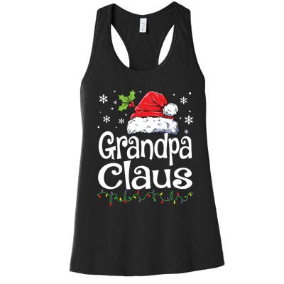 Grandpa Claus Shirts Christmas Lights Pajama Family Matching Women's Racerback Tank