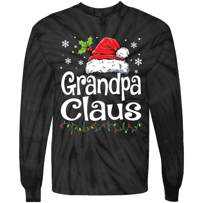 Grandpa Claus Shirts Christmas Lights Pajama Family Matching Tie-Dye Long Sleeve Shirt