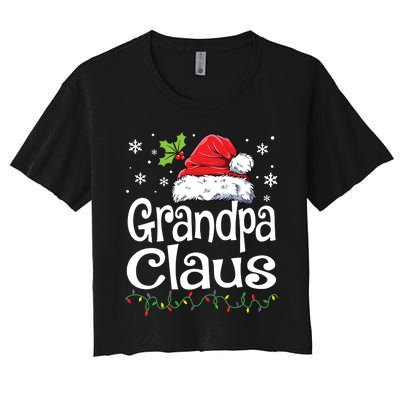 Grandpa Claus Shirts Christmas Lights Pajama Family Matching Women's Crop Top Tee