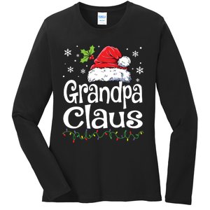 Grandpa Claus Shirts Christmas Lights Pajama Family Matching Ladies Long Sleeve Shirt