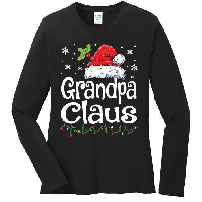 Grandpa Claus Shirts Christmas Lights Pajama Family Matching Ladies Long Sleeve Shirt