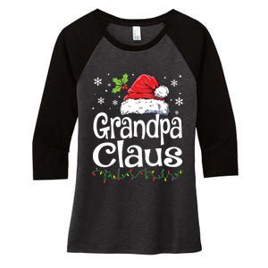 Grandpa Claus Shirts Christmas Lights Pajama Family Matching Women's Tri-Blend 3/4-Sleeve Raglan Shirt