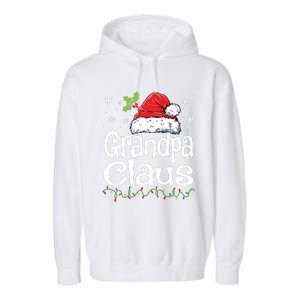 Grandpa Claus Shirts Christmas Lights Pajama Family Matching Garment-Dyed Fleece Hoodie