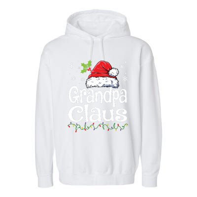 Grandpa Claus Shirts Christmas Lights Pajama Family Matching Garment-Dyed Fleece Hoodie