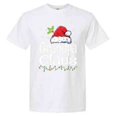 Grandpa Claus Shirts Christmas Lights Pajama Family Matching Garment-Dyed Heavyweight T-Shirt