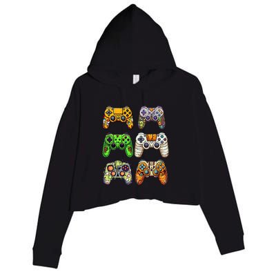 Gaming Controllers Skeleton Zombie Mummy Halloween Crop Fleece Hoodie