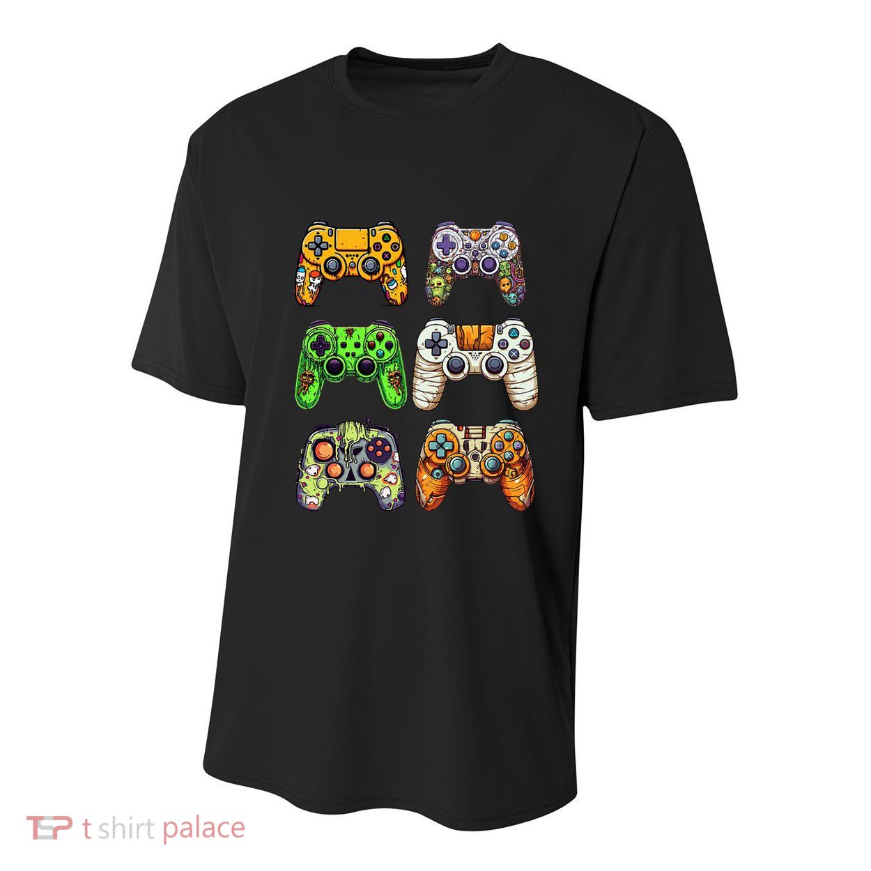 Gaming Controllers Skeleton Zombie Mummy Halloween Youth Performance Sprint T-Shirt