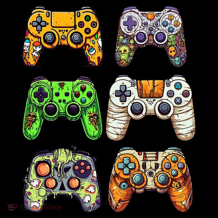 Gaming Controllers Skeleton Zombie Mummy Halloween Youth Performance Sprint T-Shirt