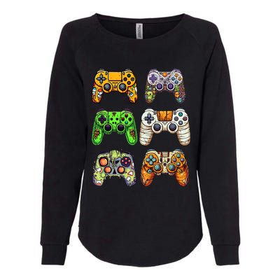 Gaming Controllers Skeleton Zombie Mummy Halloween Womens California Wash Sweatshirt