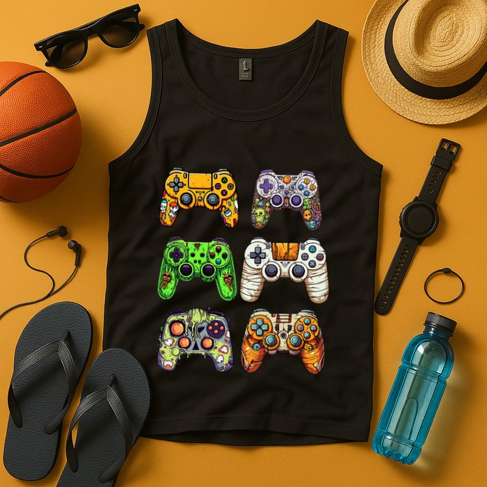 Gaming Controllers Skeleton Zombie Mummy Halloween Tank Top