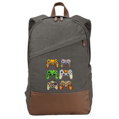 Gaming Controllers Skeleton Zombie Mummy Halloween Cotton Canvas Backpack