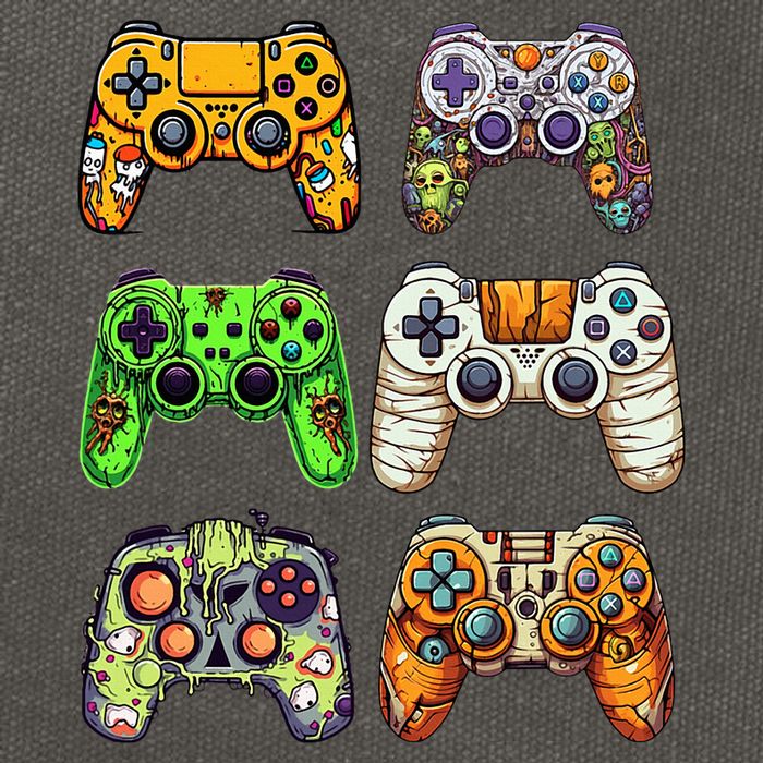 Gaming Controllers Skeleton Zombie Mummy Halloween Cotton Canvas Backpack