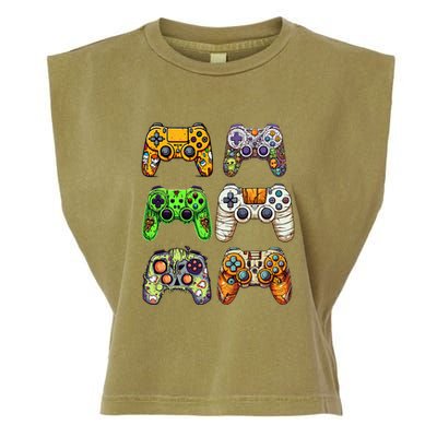 Gaming Controllers Skeleton Zombie Mummy Halloween Garment-Dyed Women's Muscle Tee