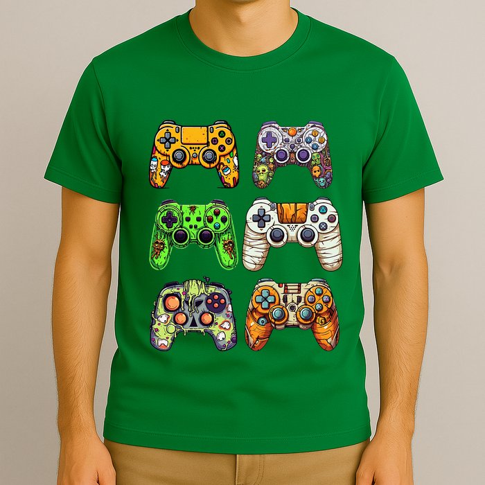 Gaming Controllers Skeleton Zombie Mummy Halloween T-Shirt