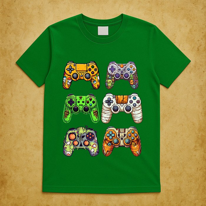 Gaming Controllers Skeleton Zombie Mummy Halloween T-Shirt