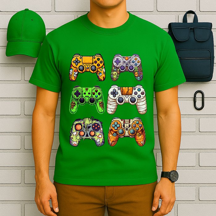Gaming Controllers Skeleton Zombie Mummy Halloween T-Shirt