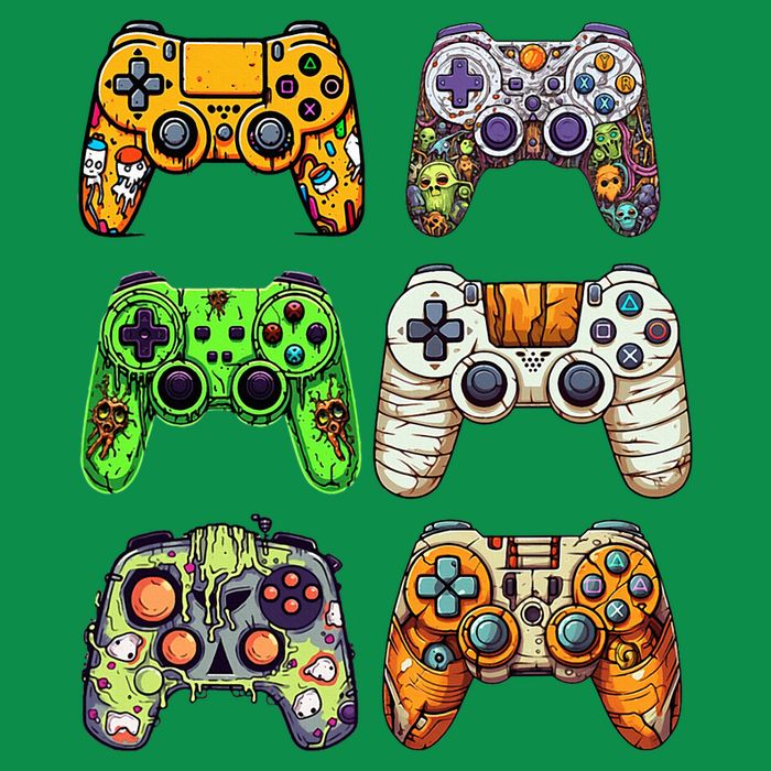 Gaming Controllers Skeleton Zombie Mummy Halloween T-Shirt