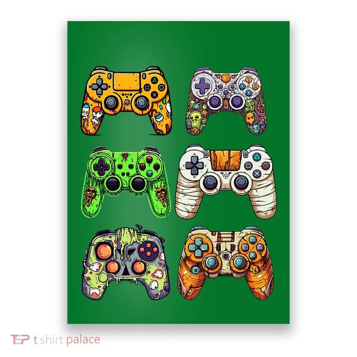 Gaming Controllers Skeleton Zombie Mummy Halloween Poster
