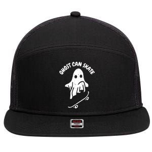 Ghost Can Skate Halloween Costume Ghoul Skateboard Skater Gift 7 Panel Mesh Trucker Snapback Hat