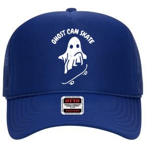 Ghost Can Skate Halloween Costume Ghoul Skateboard Skater Gift High Crown Mesh Back Trucker Hat