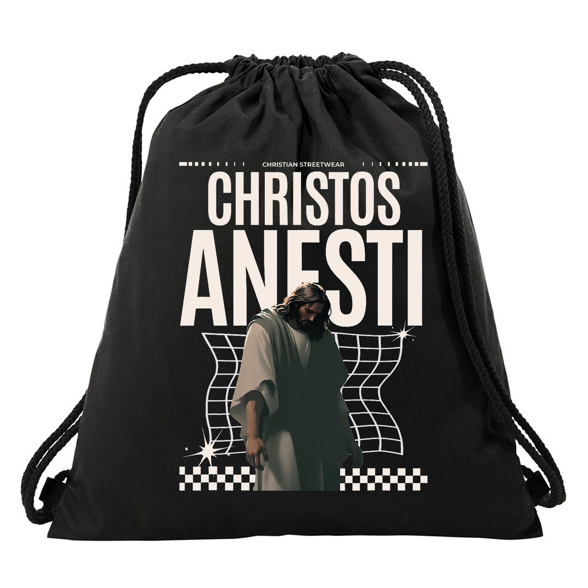 Greek Christian Streetwear Jesus Christ Is Risen Women Drawstring Bag