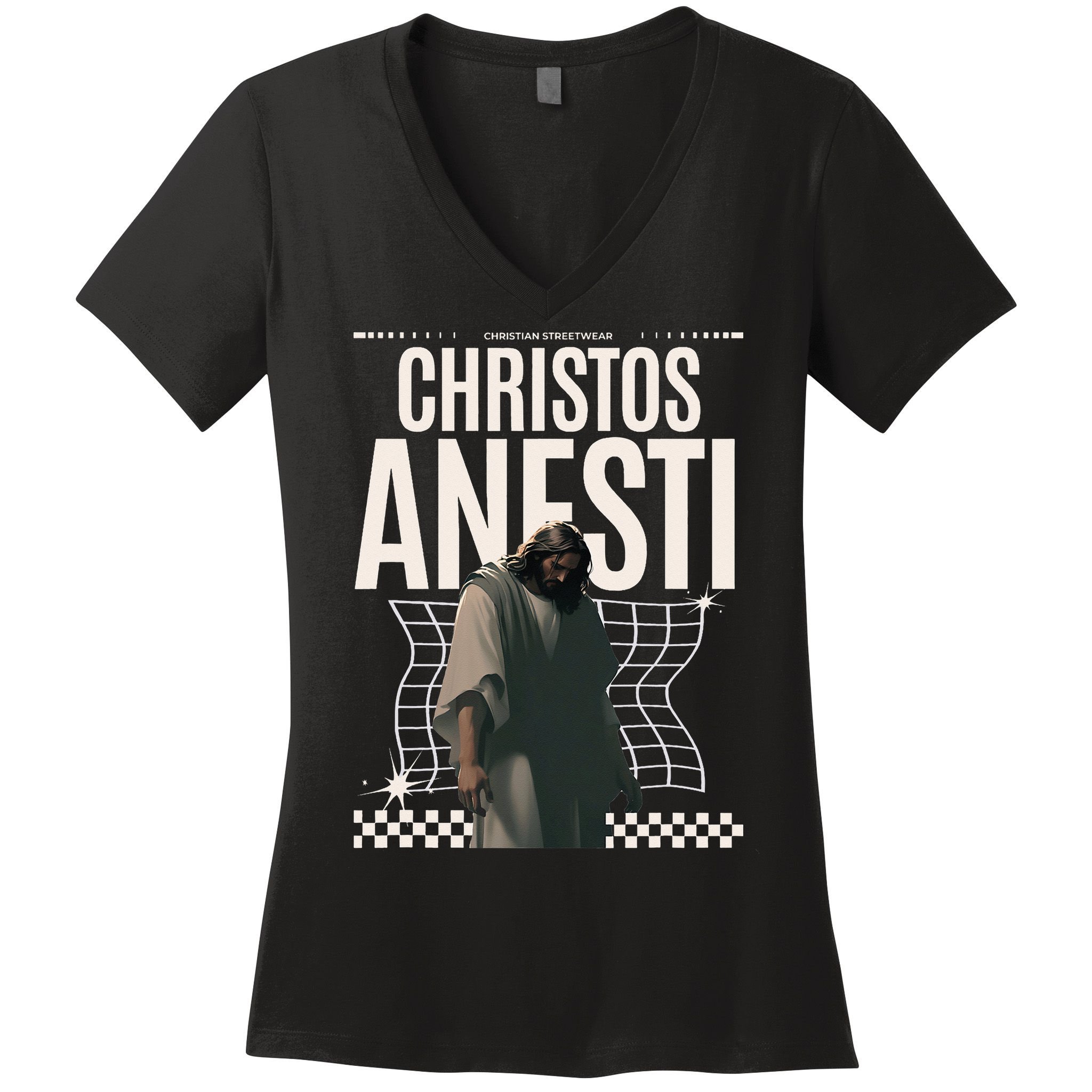 Greek Christian Streetwear Jesus Christ Is Risen Women Women's V-Neck T-Shirt