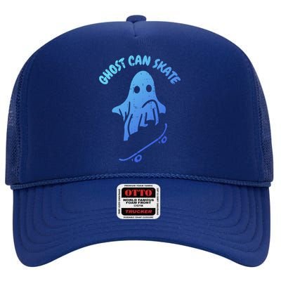 Ghost Can Skate Halloween Costume Ghoul Skateboard Skater Gift High Crown Mesh Back Trucker Hat