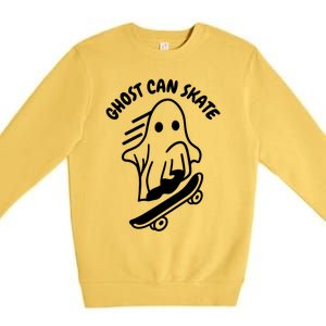 Ghost Can Skate Halloween Skateboarding Funny Gift Premium Crewneck Sweatshirt