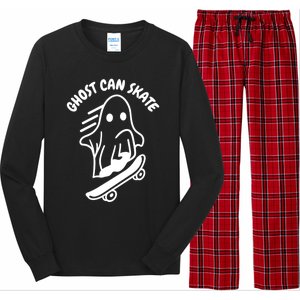 Ghost Can Skate Halloween Skateboarding Funny Gift Long Sleeve Pajama Set