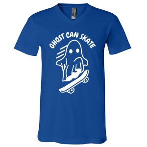 Ghost Can Skate Halloween Skateboarding Funny Gift V-Neck T-Shirt